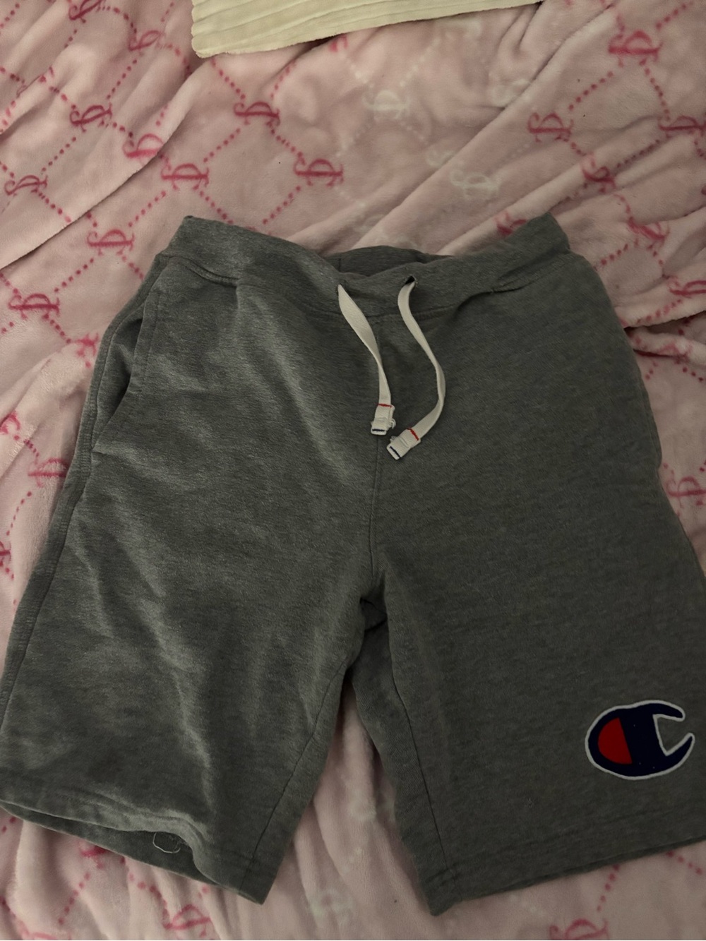 Champion Gray Athletic Logo Drawstring Shorts